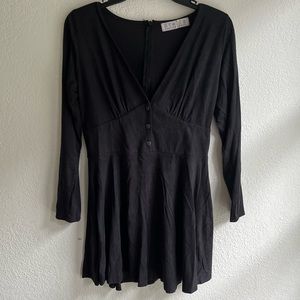 Stella Laguna Beach Suede fitted mini dress with buttons and long sleeves